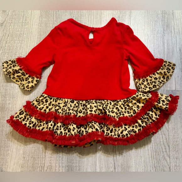Rare Editions 2PC Christmas Set, Red/Leopard Print, Santa Claus Decal. Size 12M. - Picture 5 of 10